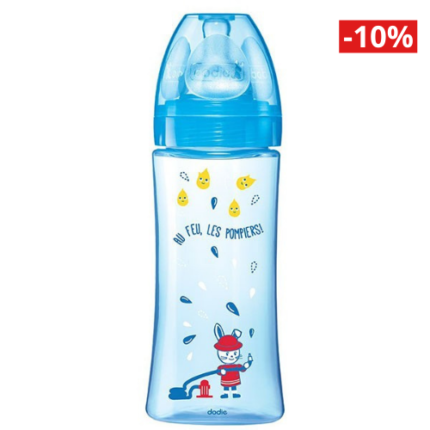 Dodie Biberon Initiation+ 330ml bleu tétine ronde 3 vitesses débit 3