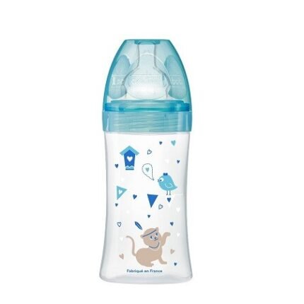 Dodie Biberon Sensation + 270 ml Lagoone Chat 0-6 Mois Tétine Plate Débit 2