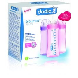 Dodie Évolution+ Lot de 3 Biberons filles 330ml