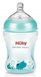 Nûby Biberon imprimé teinté vert clair 330ml tétine débit moyen +3 mois Réf : NT68014